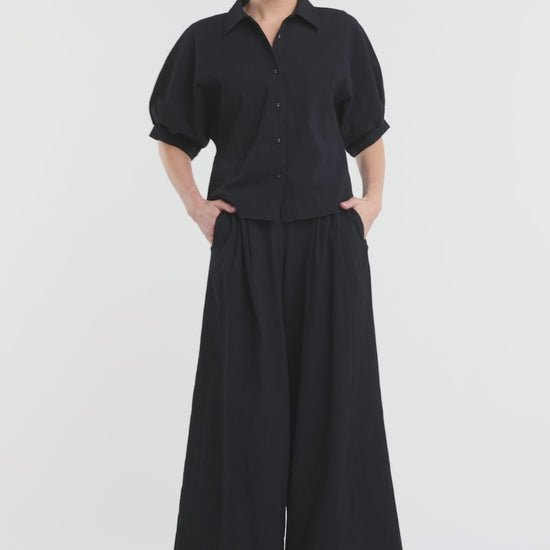 Gorman NZ - Calliope Seersucker Balloon Shirt - black