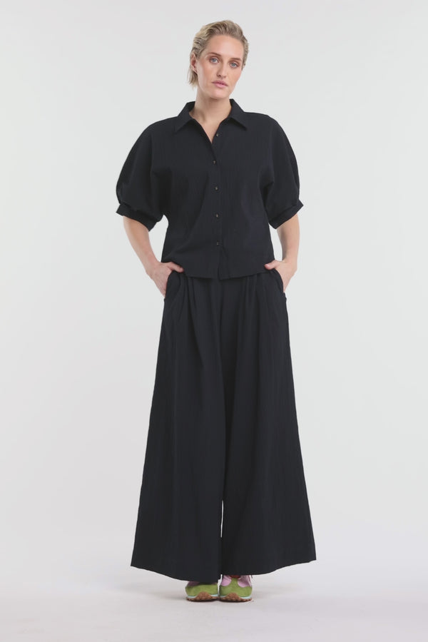 Gorman NZ - Calliope Seersucker Balloon Shirt - black
