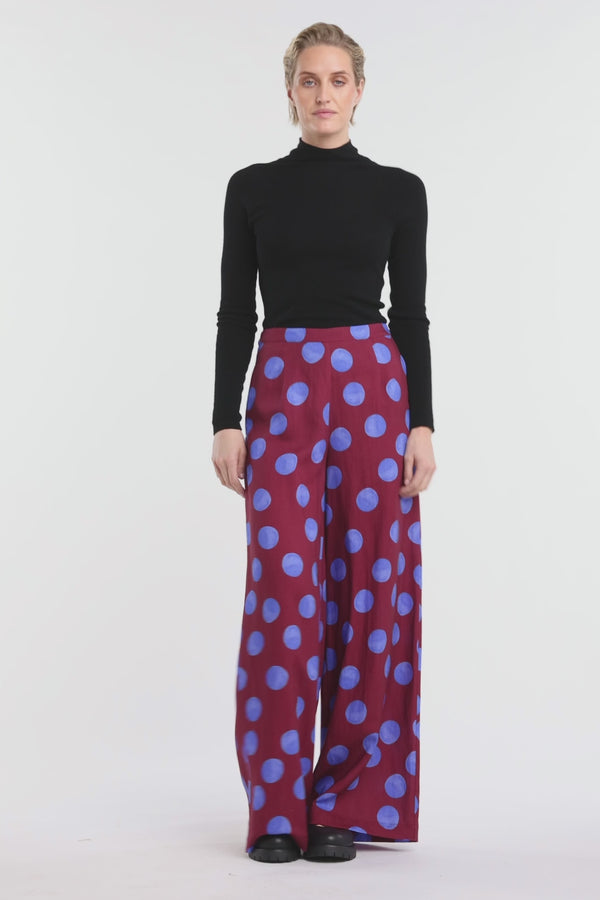 Gorman NZ - On The Dot Wide Pants - wine