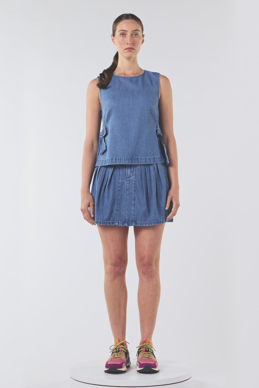 Gorman NZ - Bowtiful Denim Tank - mid-blue