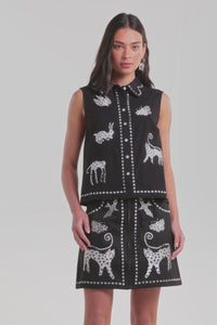 Gorman NZ - Right Meow Embroidered Shirt - black