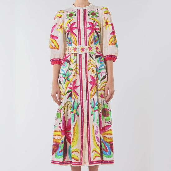 Gorman NZ - Papaya Palm Long Shirt Dress - print