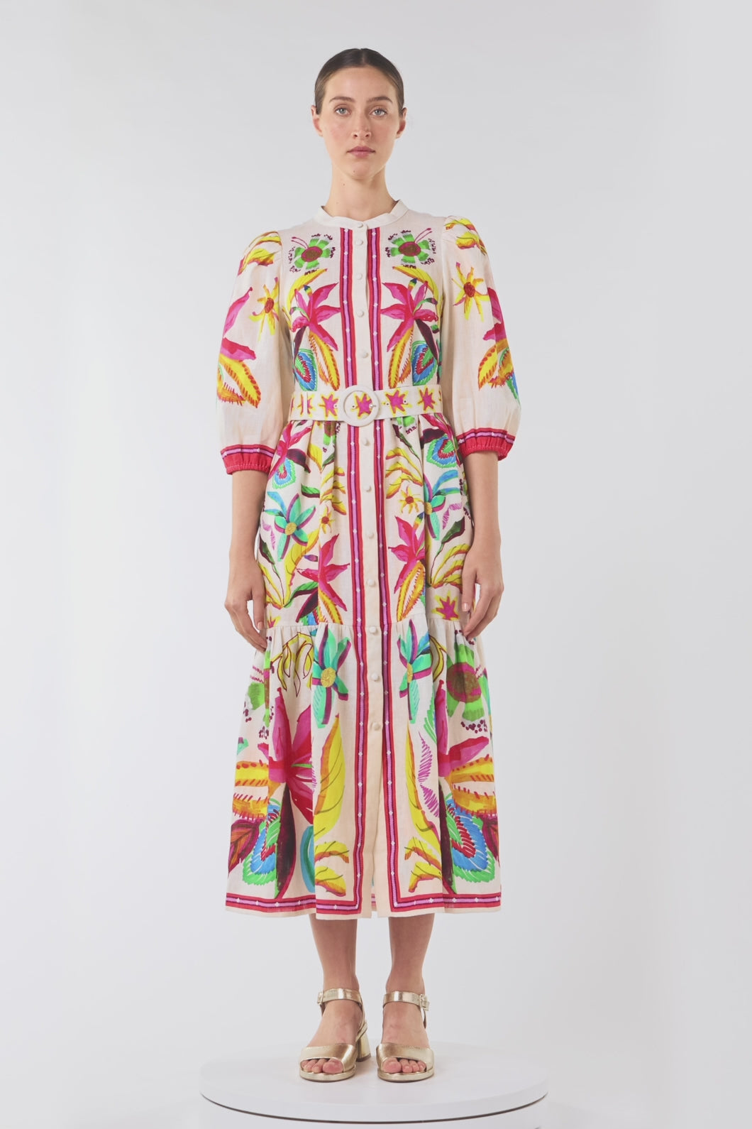 Gorman NZ - Papaya Palm Long Shirt Dress - print