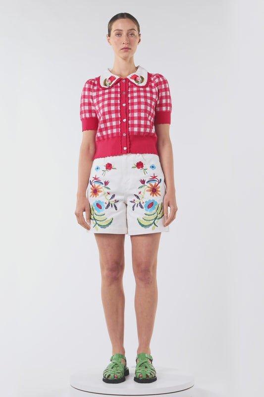 Gorman NZ - Gingham Scallop Cardigan - check