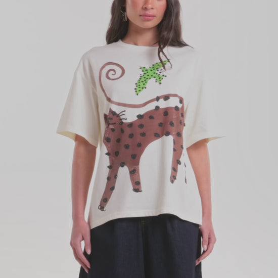 Gorman NZ - Right Meow Placement Oversized Tee - print