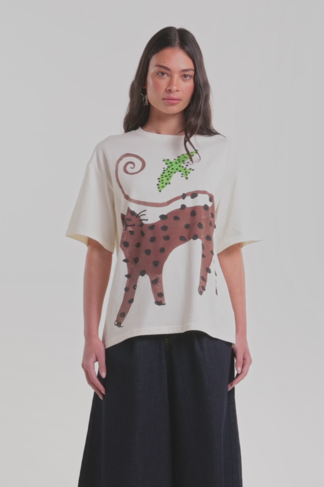 Gorman NZ - Right Meow Placement Oversized Tee - print