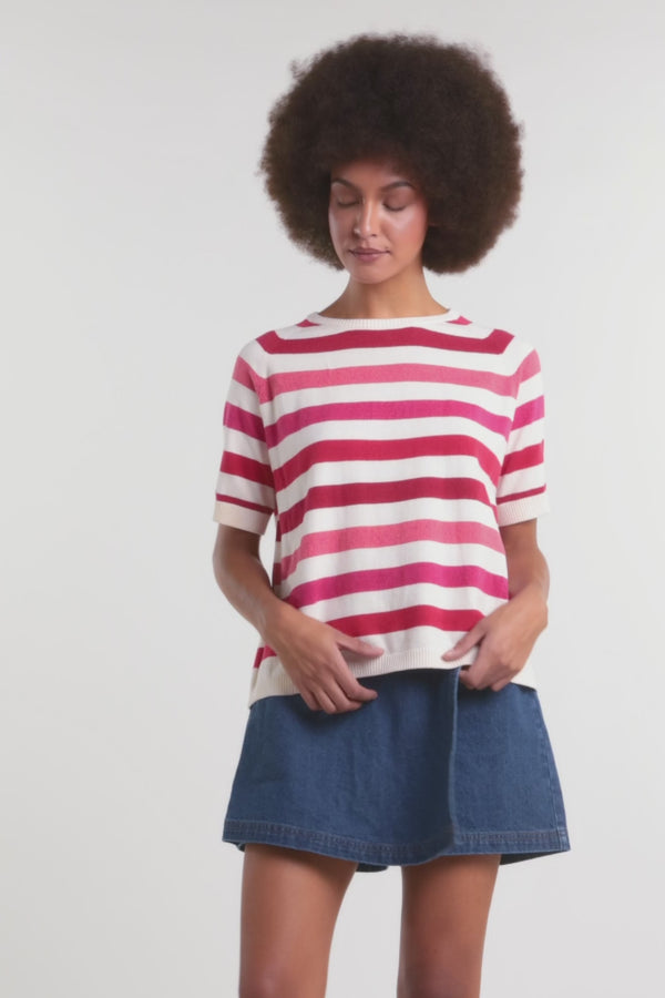 Gorman NZ - Mirage Stripe Knit Top - pink