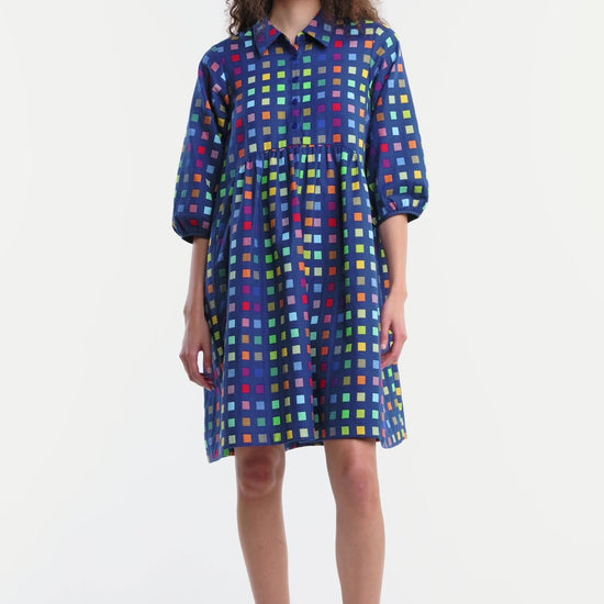 Gorman NZ - Light Up Check Smock Dress - navy