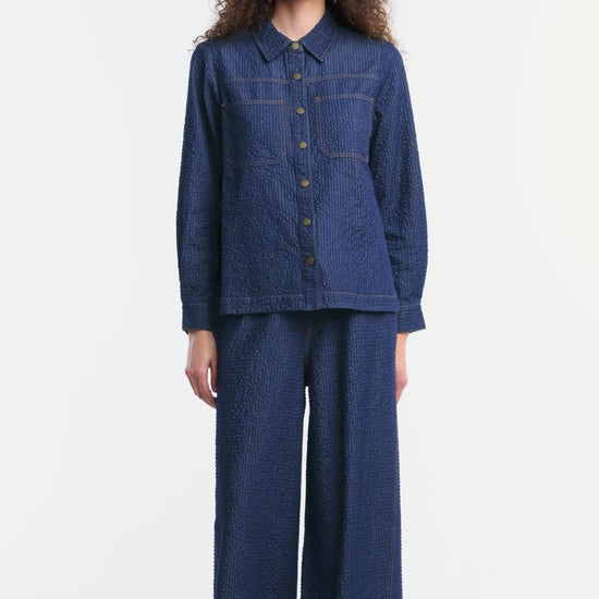 Gorman NZ - Imogen Seersucker Denim Shirt - indigo