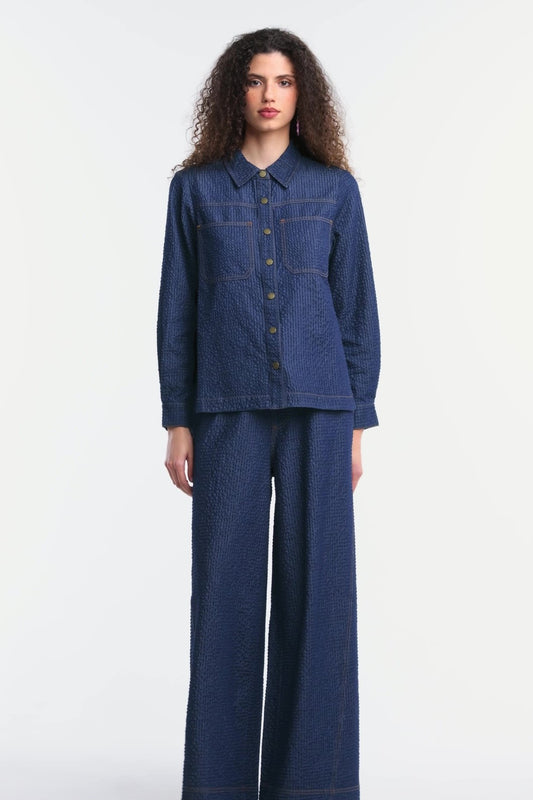 Gorman NZ - Imogen Seersucker Denim Shirt - indigo