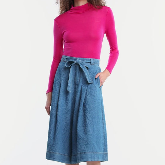 Gorman NZ - Daphne Seersucker Denim Skort - mid-blue