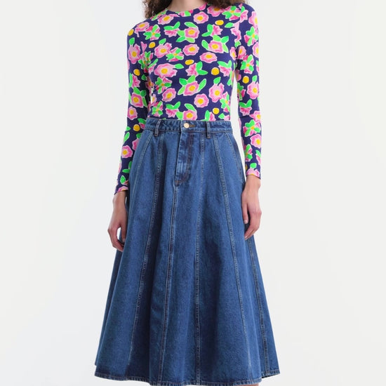 Gorman NZ - Molly Denim Skirt - mid-blue