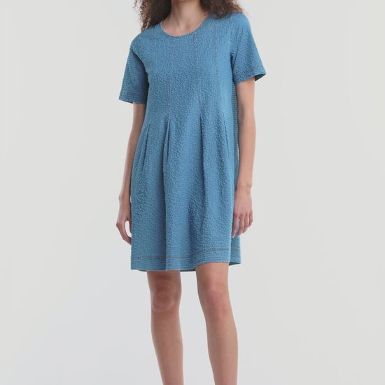 Gorman NZ - Daphne Seersucker Denim Dress - mid-blue