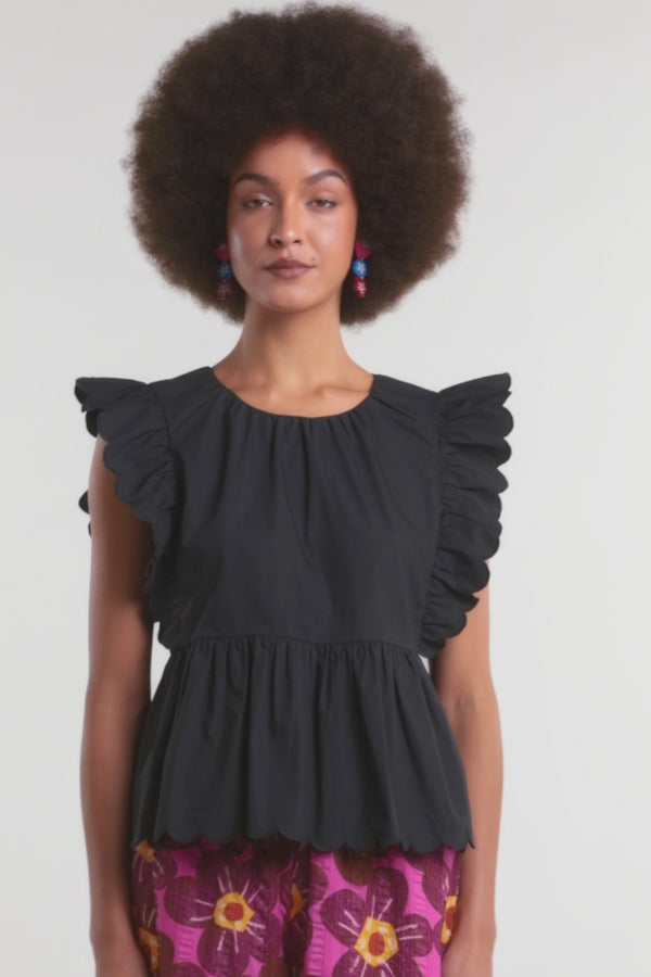 Gorman NZ - Lily Ruffle Top - black