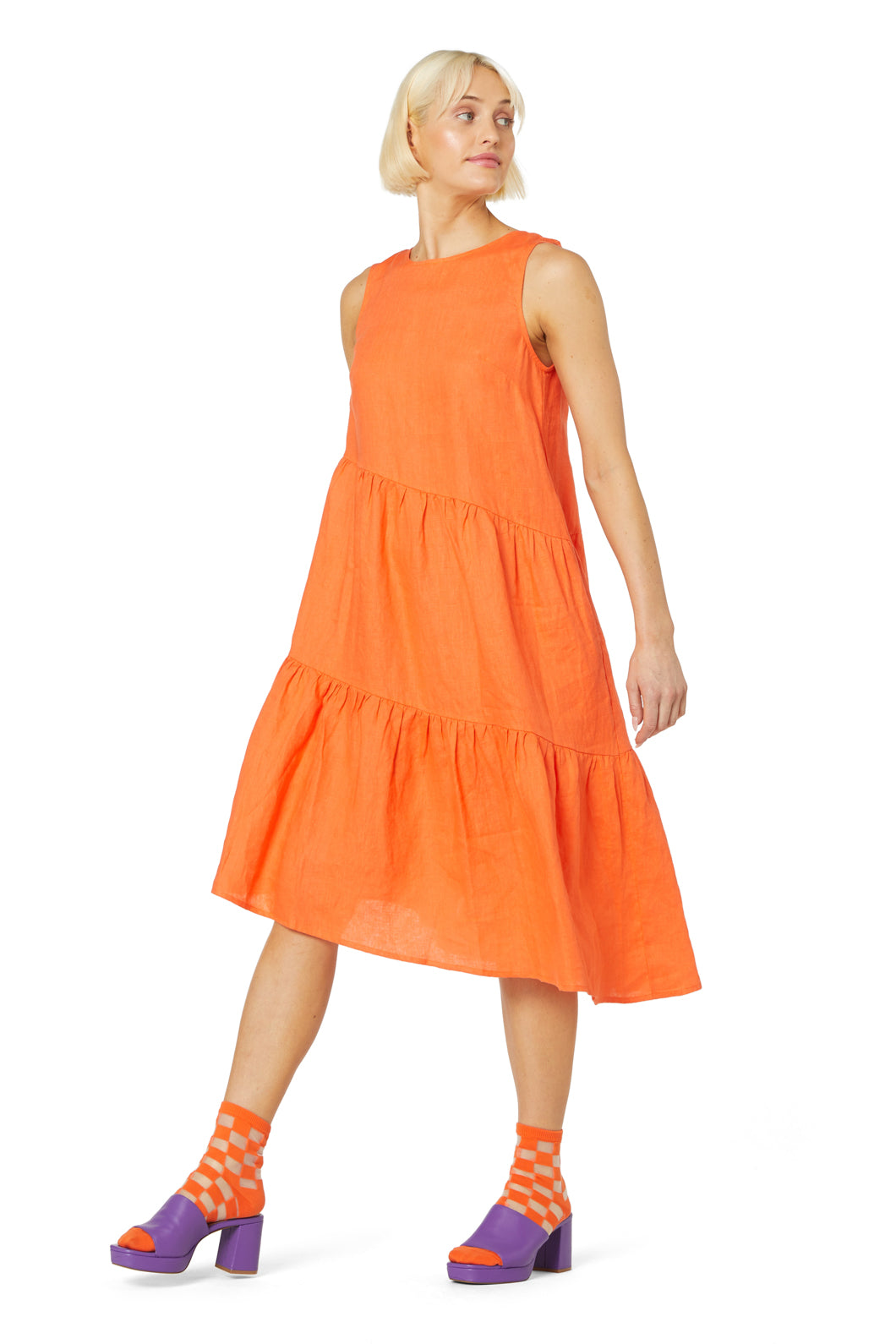 Orange hotsell tiered dress