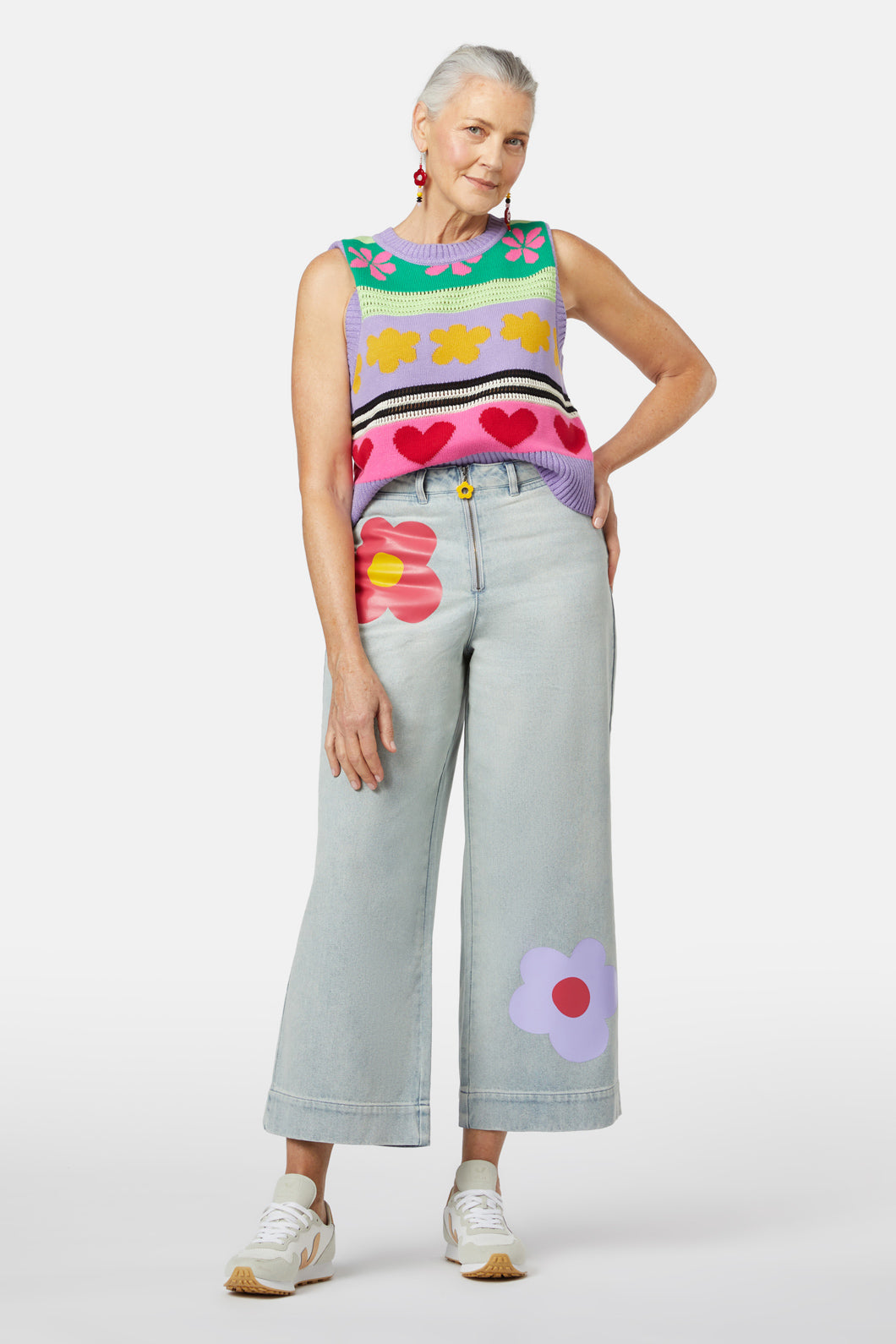 Gorman Pants Size 10 Women Colourful Rainbow Print Straight Leg